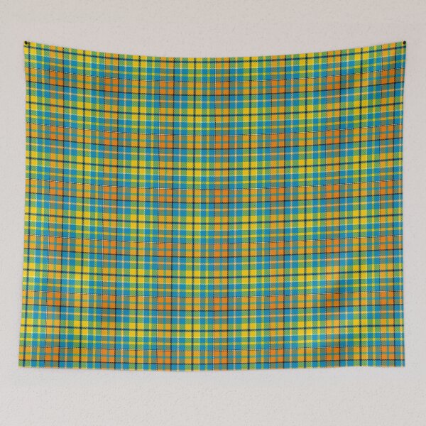 Item preview, Yellow and Orange Tartan Plaid On Blue Background  designed and sold by PatternTitan.