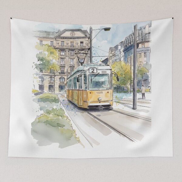 Item preview, Budapest Tram in Watercolor designed and sold by clausbjoern.