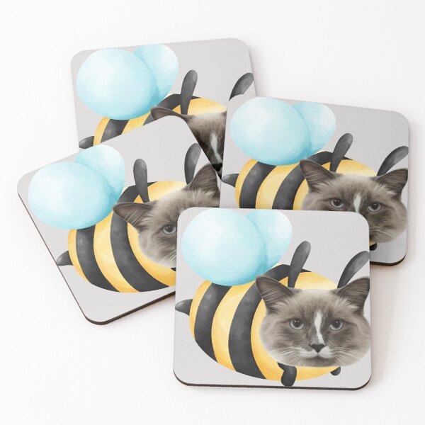 Item preview, Funny Cat Bee Hybrid | Surreal Watercolor Bumblebee Cat Art designed and sold by Pukisdaizi.