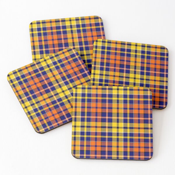 Item preview, Yellow and Orange Tartan Plaid On Blue Background  designed and sold by PatternTitan.