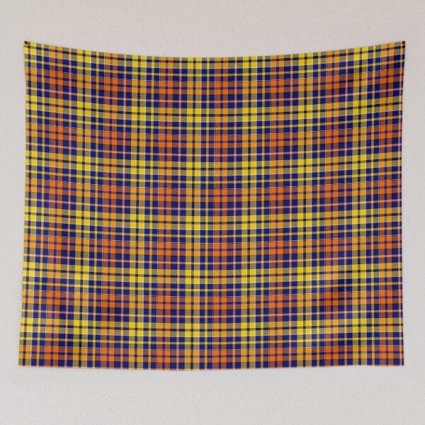 Item preview, Yellow and Orange Tartan Plaid On Blue Background  designed and sold by PatternTitan.