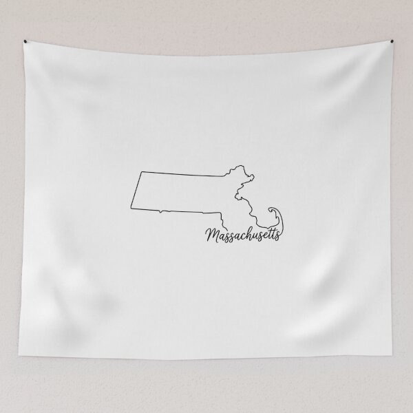 Item preview, Massachusetts State Outline – Minimal Script Typography Line Art designed and sold by Paper Drip.