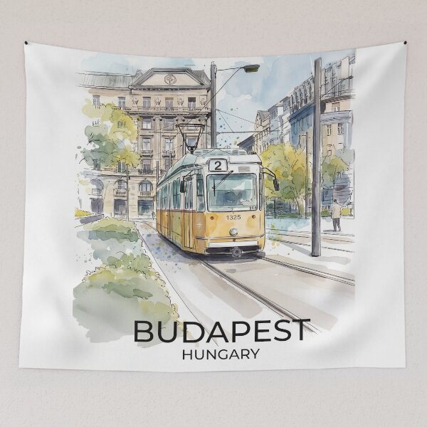 Item preview, Budapest Tram in Watercolor, with name designed and sold by clausbjoern.