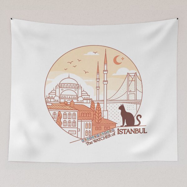 Item preview, The Watcher of Istanbul - Elegant City Skyline with Cat designed and sold by asliberry.