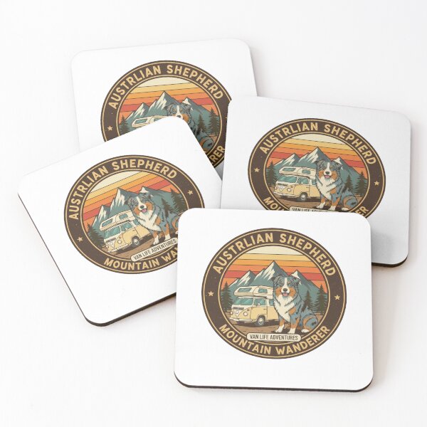 Item preview, Australian Shepherd Mountain Van Life - Adventure Dog Badge designed and sold by VanSpirit.
