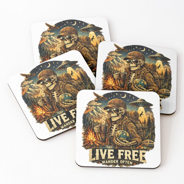 Item preview, LIVE FREE Wander Often| Skeleton Adventurer Graphic | Unisex Travel, Camping & Hiking | Gift for Free Spirits designed and sold by YASboutik.