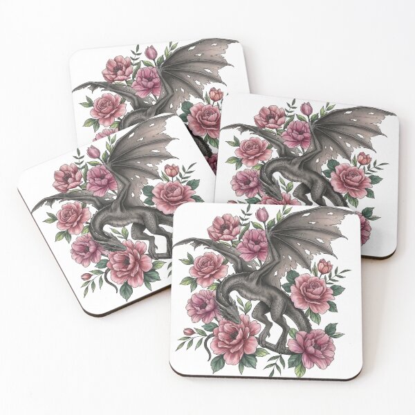 Item preview, Soft Gothic Wyvern with Roses designed and sold by RainyReads.