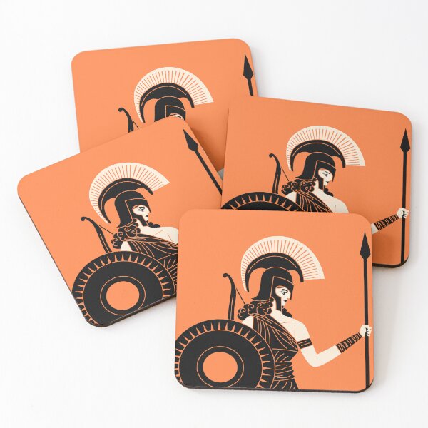 Item preview, amazon warrior with shield and spear in orange greek vase style designed and sold by matintheworld ( delcarmat ).