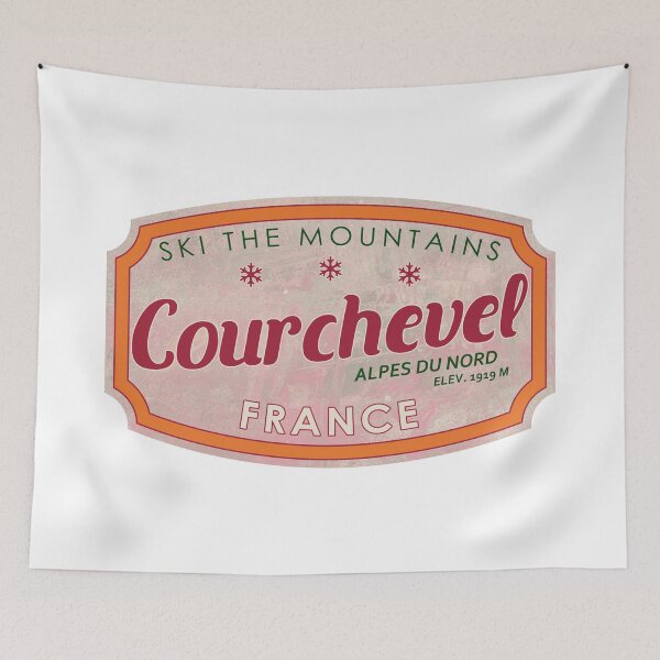 Item preview, Courchevel, Alpes du Nord, France, textured skiing badge designed and sold by Wanderful-roads.