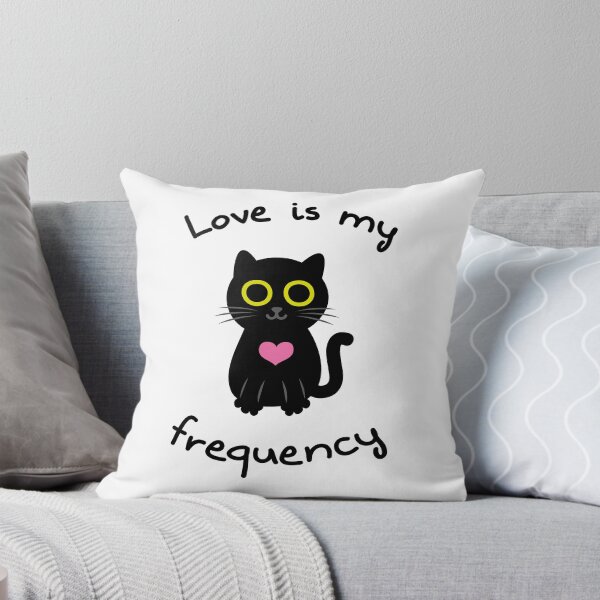 Item preview, Black Cat with Pink Heart - Love is my Frequency designed and sold by fishdesigns.