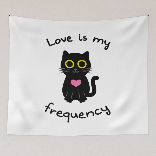 Item preview, Black Cat with Pink Heart - Love is my Frequency designed and sold by fishdesigns.