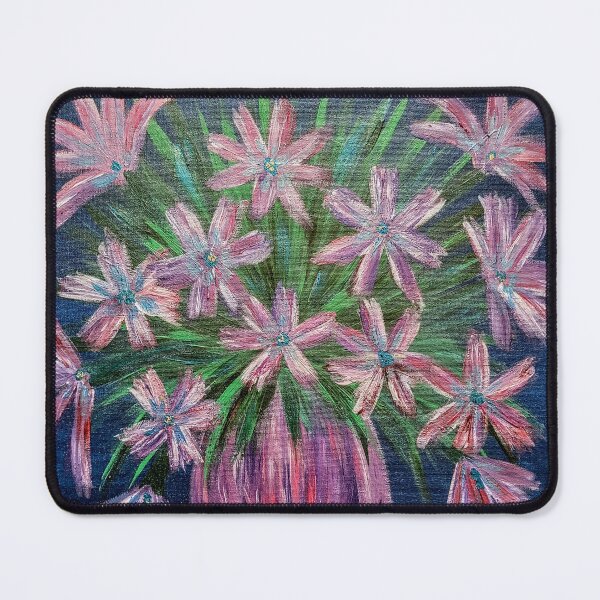 Item preview, Pink Star Lilies in Round Purple Vase – Acrylic Still Life designed and sold by kkartwork.