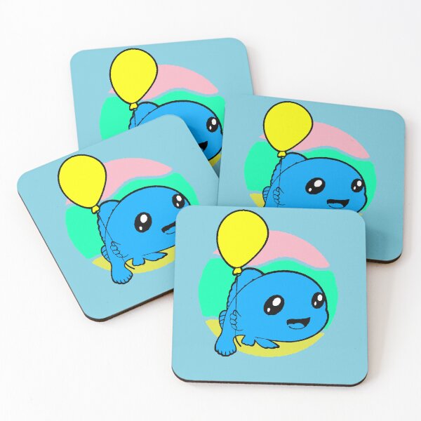Item preview, Adorable blue fish with a yellow balloon | Cute kawaii design with a pastel background designed and sold by AstronautMerch.