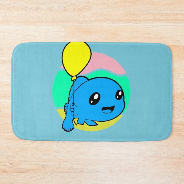 Item preview, Adorable blue fish with a yellow balloon | Cute kawaii design with a pastel background designed and sold by AstronautMerch.