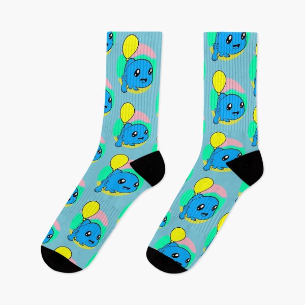 Item preview, Adorable blue fish with a yellow balloon | Cute kawaii design with a pastel background designed and sold by AstronautMerch.