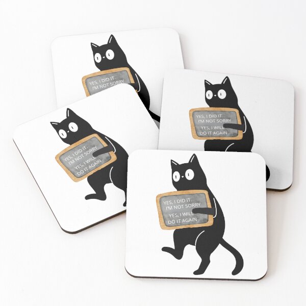 Item preview, Guilty Cat No Regrets | Funny Black Cat Shaming Art designed and sold by Pukisdaizi.