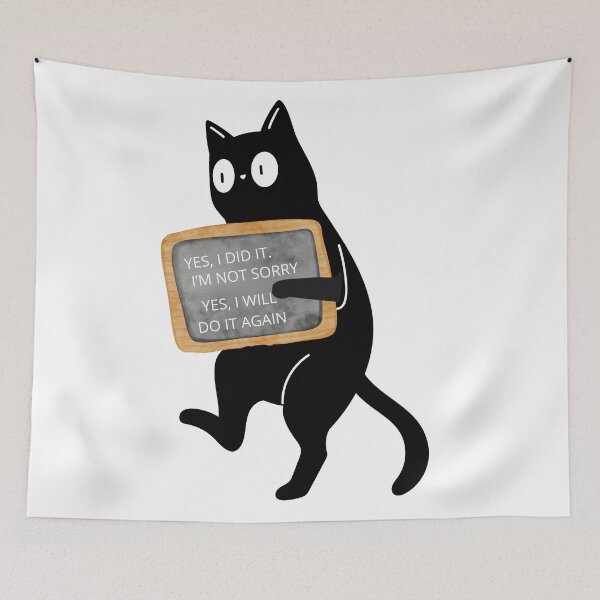 Item preview, Guilty Cat No Regrets | Funny Black Cat Shaming Art designed and sold by Pukisdaizi.