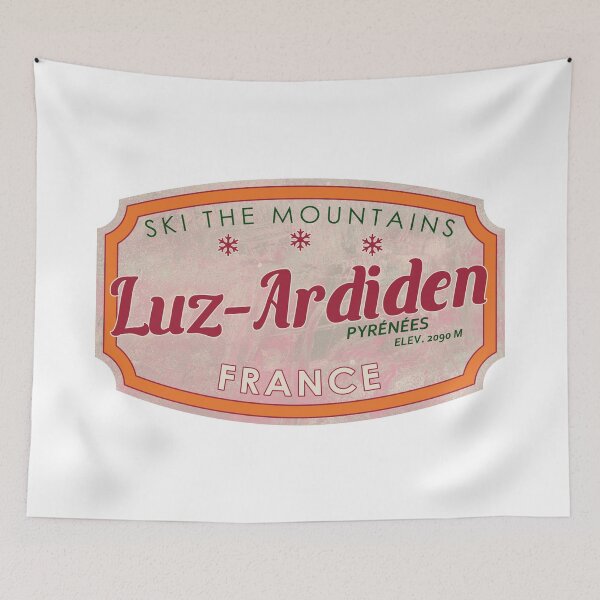 Item preview, Luz-Ardiden, Pyrénées, France, textured skiing badge designed and sold by Wanderful-roads.
