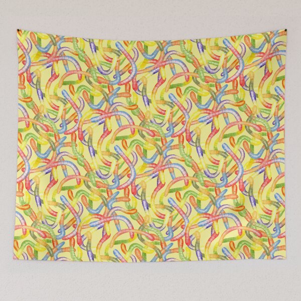Item preview, Fun Gummy Snakes in Watercolor Pattern (Yellow Background) designed and sold by andrebalest.art.
