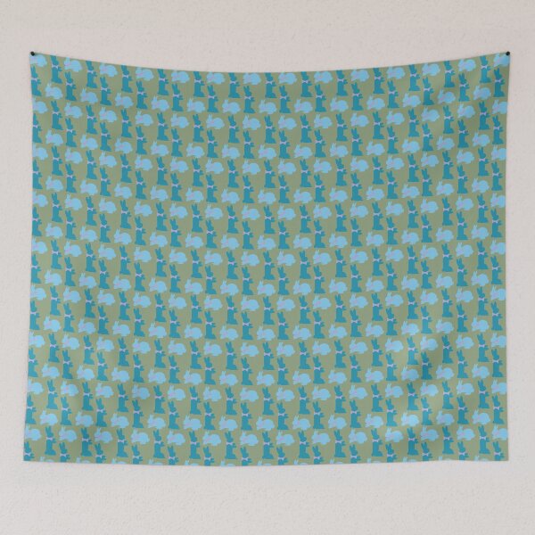 Item preview, Blue & Teal Bunnies on Green designed and sold by Digitalmyth's Designs.