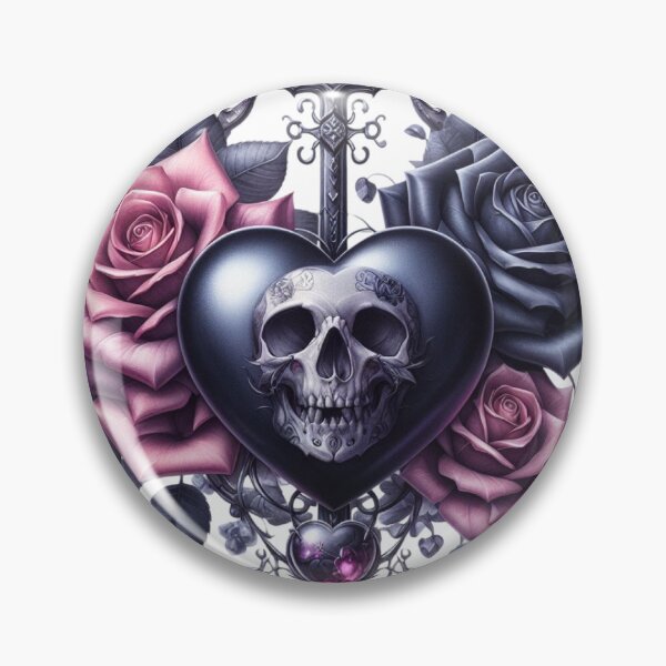 Item preview, corazón de calavera y rosas designed and sold by A.L.K.T Apparel.