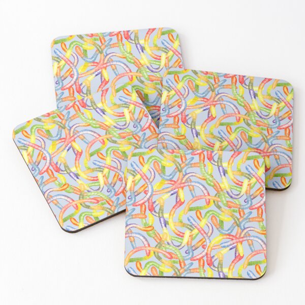 Item preview, Fun Gummy Snakes in Watercolor Pattern (Blue Background) designed and sold by andrebalest.art.