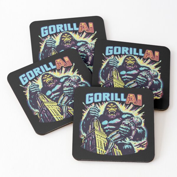 Item preview, GorillAI: Cyberpunk King Kong & Android Girl - 1930s Retro Neon designed and sold by Virtualstars.
