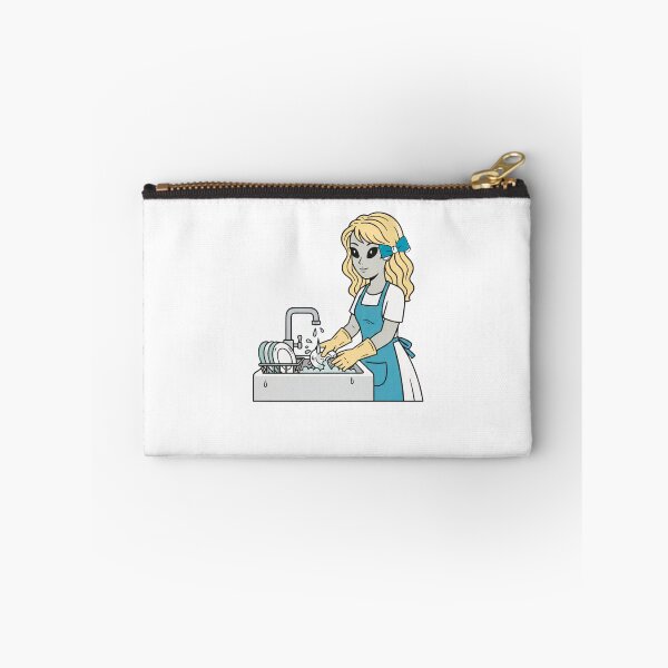 Item preview, Retro Female Alien Washing Dishes - Flat Mid-Century Modern Illustration designed and sold by Everyday Aliens.