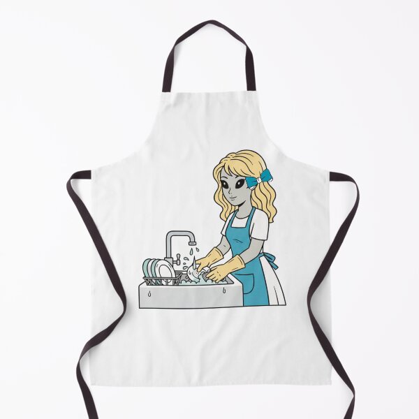 Item preview, Retro Female Alien Washing Dishes - Flat Mid-Century Modern Illustration designed and sold by Everyday Aliens.