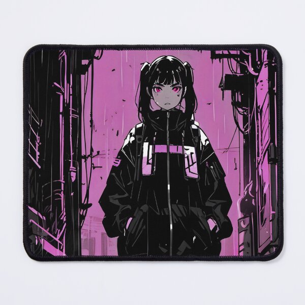 Item preview, NEON: Monochrome Rain Alley Stance | Cute Cyberpunk Anime Girl designed and sold by Sytrics.