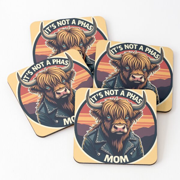 Item preview, Funny Emo Highland Cow Sticker - It's Not A Phase Mom Sarcastic Quote designed and sold by The Grumpy Pet Club.