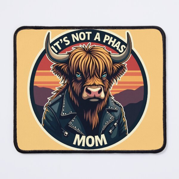 Item preview, Funny Emo Highland Cow Sticker - It's Not A Phase Mom Sarcastic Quote designed and sold by The Grumpy Pet Club.