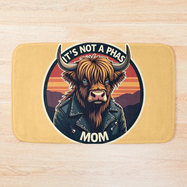 Item preview, Funny Emo Highland Cow Sticker - It's Not A Phase Mom Sarcastic Quote designed and sold by The Grumpy Pet Club.