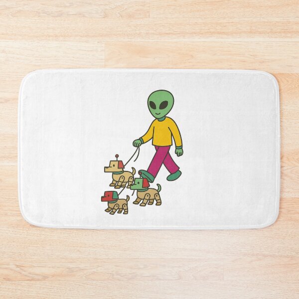 Item preview, Retro Alien Man Walking Three Robotic Dogs - Mid-Century Space Illustration designed and sold by Everyday Aliens.
