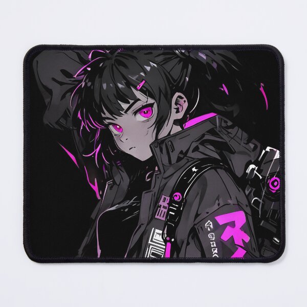 Item preview, NEON: Monochrome Techwear Kanji Sleeve Pose | Cute Cyberpunk Anime Girl designed and sold by Sytrics.