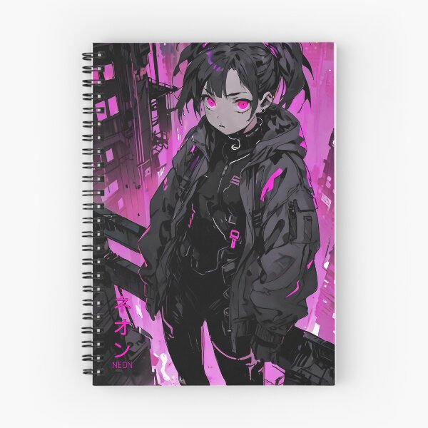Item preview, NEON: Monochrome City Balcony Overlook | Cute Cyberpunk Anime Girl designed and sold by Sytrics.