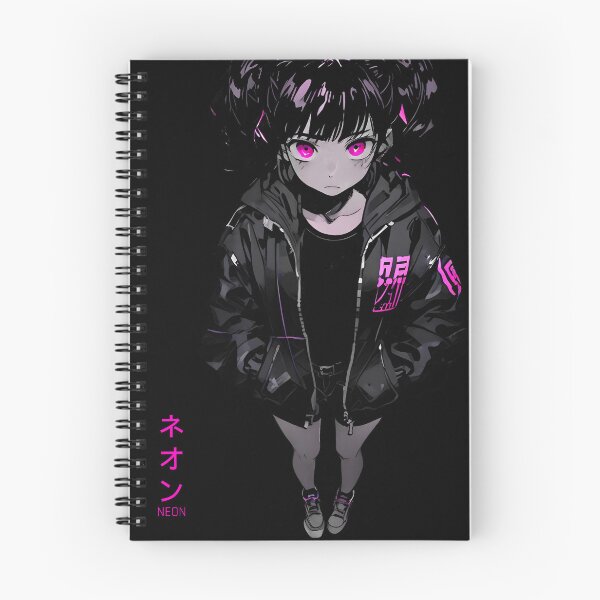 Item preview, NEON: Monochrome High Angle Techwear Jacket | Cute Cyberpunk Anime Girl designed and sold by Sytrics.