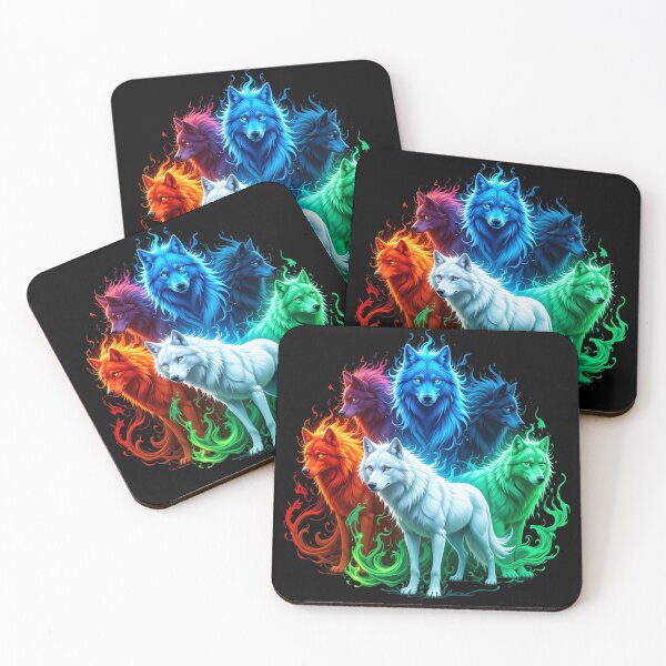 Item preview, Elemental Wolves Vertical Illustration – Fiery, Icy, Mystic, and Vibrant Energy designed and sold by PixelVibe782.