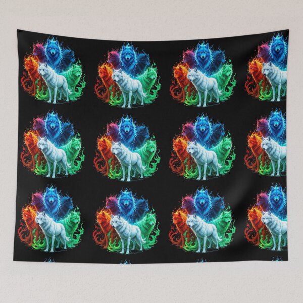 Item preview, Elemental Wolves Vertical Illustration – Fiery, Icy, Mystic, and Vibrant Energy designed and sold by PixelVibe782.