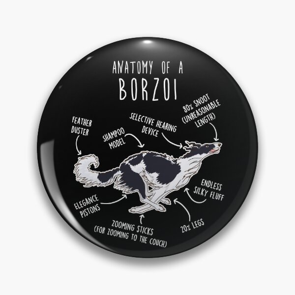 Item preview, Black and White Borzoi Dog Anatomy designed and sold by Clara Hollins.