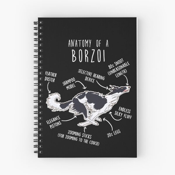 Item preview, Black and White Borzoi Dog Anatomy designed and sold by Clara Hollins.
