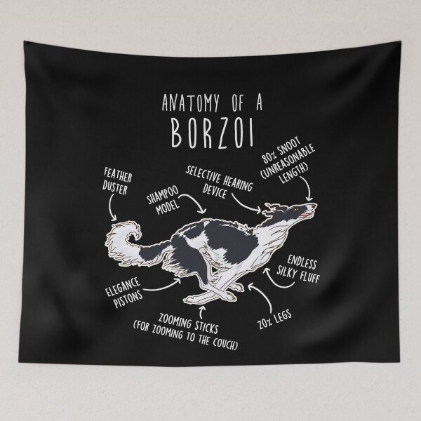 Item preview, Black and White Borzoi Dog Anatomy designed and sold by Clara Hollins.