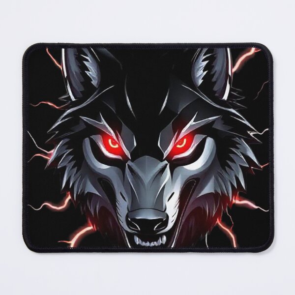 Item preview, Futuristic Metallic Wolf Head Illustration with Glowing Red Eyes and Lightning designed and sold by PixelVibe782.