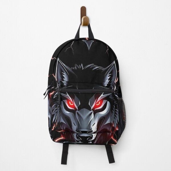 Item preview, Futuristic Metallic Wolf Head Illustration with Glowing Red Eyes and Lightning designed and sold by PixelVibe782.