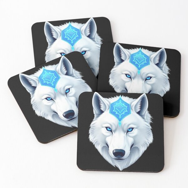 Item preview, Futuristic White Wolf Head with Piercing Blue Eyes and Cyber Emblem designed and sold by PixelVibe782.
