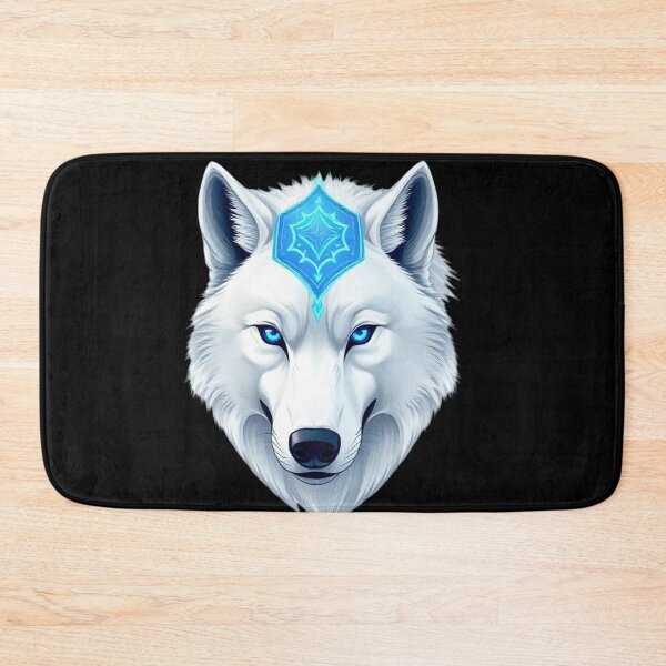 Item preview, Futuristic White Wolf Head with Piercing Blue Eyes and Cyber Emblem designed and sold by PixelVibe782.