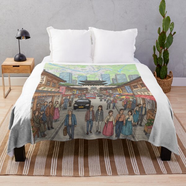 Item preview, Seoul Korea Print | Illustrated Street Scene Wall Art | Traditional Korean Decor | Travel Poster | Asian Wall Decor designed and sold by shopcanva.