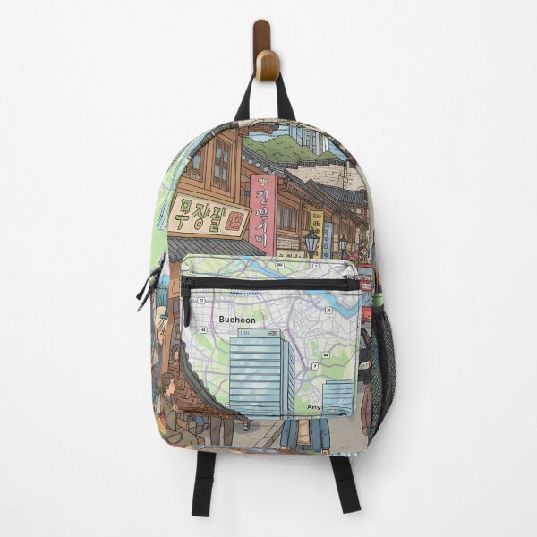 Item preview, Seoul Korea Print | Illustrated Street Scene Wall Art | Traditional Korean Decor | Travel Poster | Asian Wall Decor designed and sold by shopcanva.