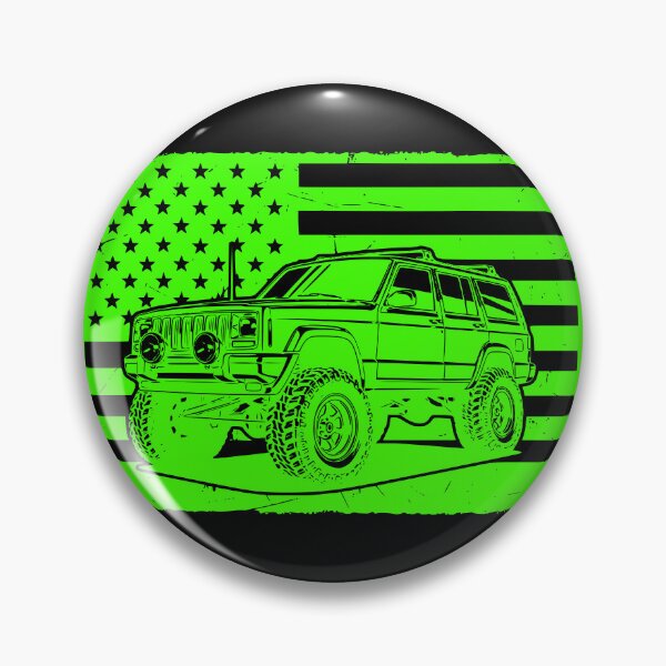 Artikelvorschau, Patriotische XJ Off-Road amerikanische Flagge Neon 4x4 Grafik entworfen und verkauft von Off-Road-Zone.