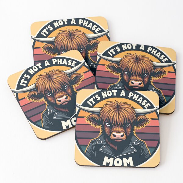 Item preview,  Funny Emo Highland Cow Sticker - It's Not A Phase Mom Sarcastic Quote designed and sold by The Grumpy Pet Club.
